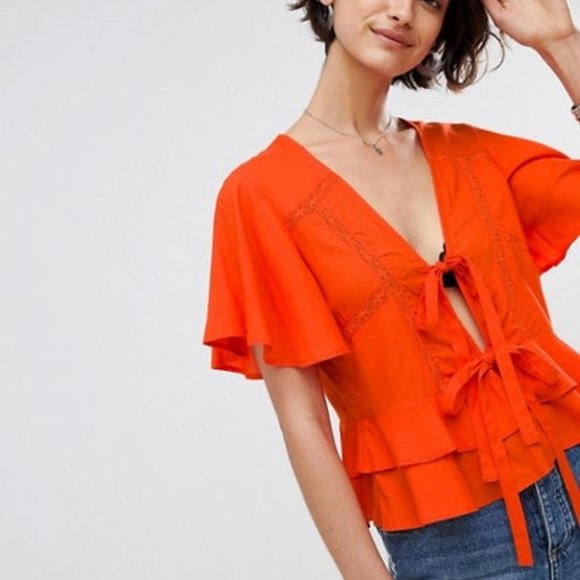 3/$30 ASOS Open Front Double Tie Top NWT - Picture 1 of 6